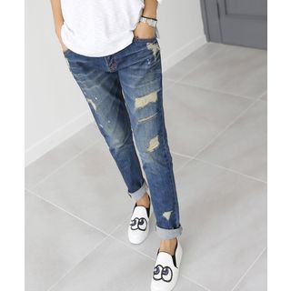 DANI LOVE Distressed Straight-Cut Jeans