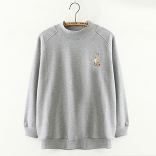 Meimei Embroidered Rabbit Mock-neck Pullover