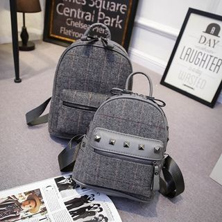 ALIN Plaid Studded Backpack