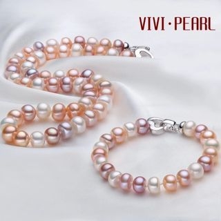ViVi Pearl Set: Freshwater Pearl Necklace + Freshwater Pearl Bracelet