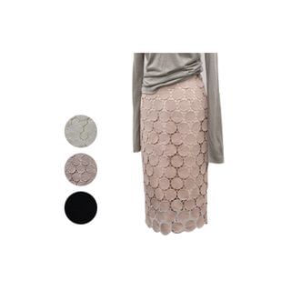 BELLISSIMA Wool Blend Lace Pencil Skirt