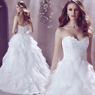 Angel Bridal Strapless Lace Layered A-Line Wedding Ball Gown
