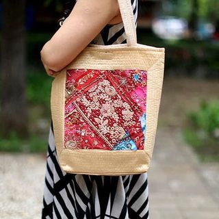 Peony House Embellished Embroidered Tote