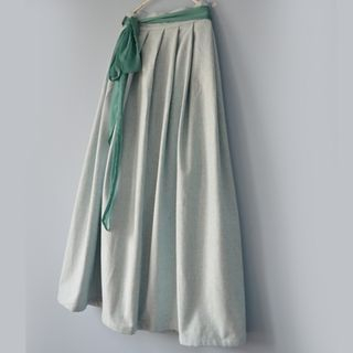 Rivulet Tie-Waist Pleated Chinese Woolen Skirt