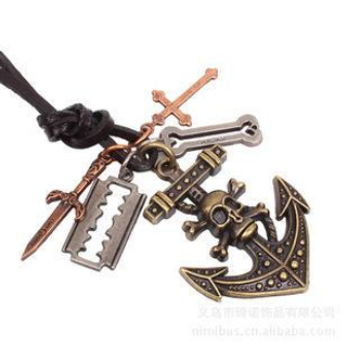 KINNO Skull Anchor Pirate Necklace