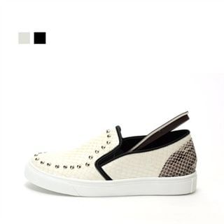 MODELSIS Faux Leather Studded Slip-Ons