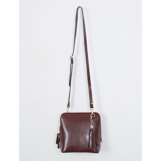 FROMBEGINNING Tassel Faux-Leather Shoulder Bag