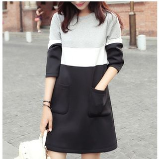 Sienne Color-Block Long-Sleeve Dress