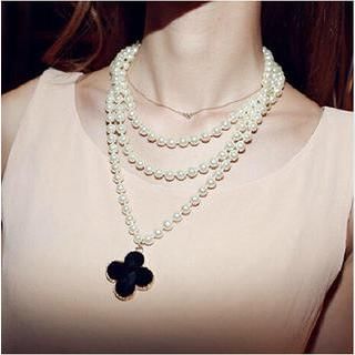 Best Jewellery Four-Leaf Clover Faux Pearl Necklace