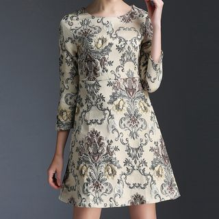 Kotiro 3/4-Sleeve Jacquard Dress