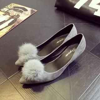 Chryse Fluffy Ball Pointy Pumps