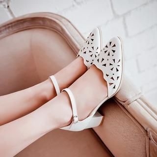 Pretty in Boots Perforated Heeled Sandals
