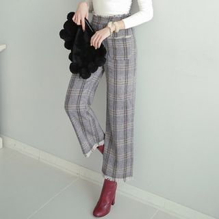 PPGIRL Checked Wool Blend Pants
