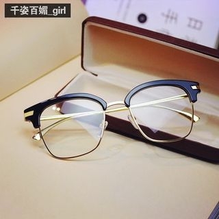 MOL Girl Retro Oversized Frame Plain Glass Spectacles
