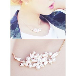 kitsch island Faux Pearl Rhinestone Pendant Necklace