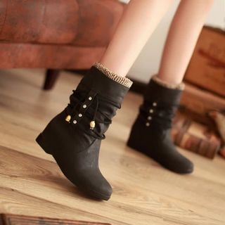 Pastel Pairs Hidden Wedge Fleece Short Boots