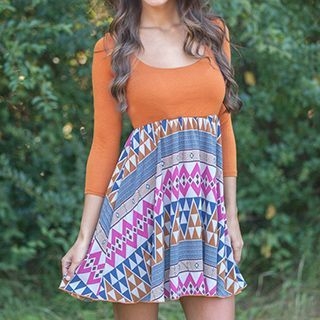 Rebecca 3/4-Sleeve Patterned Dress