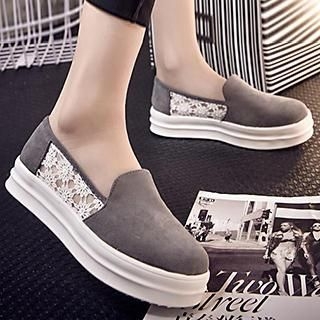 Pixie Pair Lace Perforated Platform Slip-ons