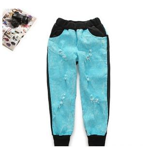 Cute Colors Distressed Panda Straight-Leg Pants