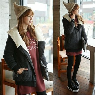 One's Ozzang Hooded Fleece-Lined Zip-Up Jacket