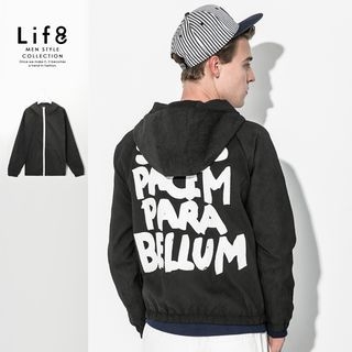 Life 8 Lettering Croc-Grain Hood Jacket