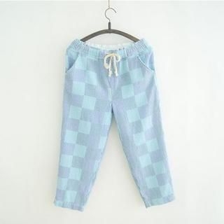 Blu Pixie Tie-waist Check Cropped Pants