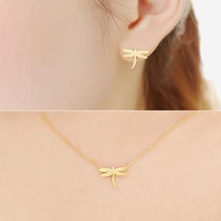soo n soo Set: Dragonfly Necklace + Dragonfly Earrings