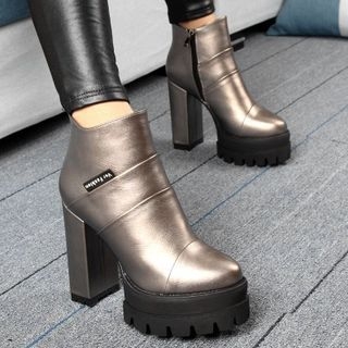 Forkix Boots Chunky Heel Platform Ankle Boots