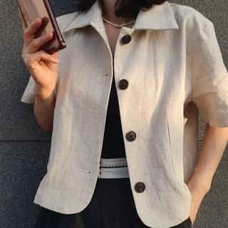 Short Sleeve Single Breasted Crop Jacket