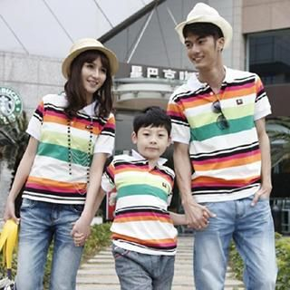 Igsoo Parents and Kids Striped Polo Shirt