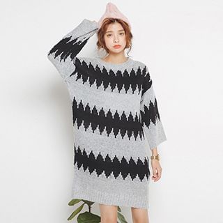 Fashion Street Pattern Sweater Dress