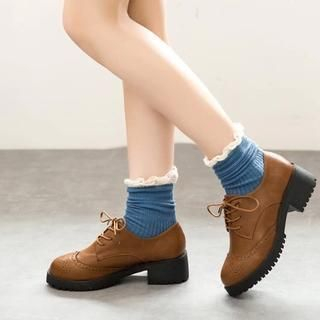 Wello Stitched Heel Lace-up Oxford Shoes