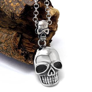 Andante Titanium Steel Skull Dangle Necklace