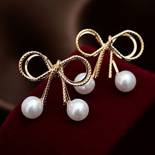 maxine Faux Pearl Bow Earrings