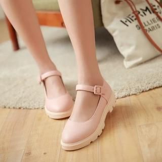 Pastel Pairs Faux Leather Buckled Flats