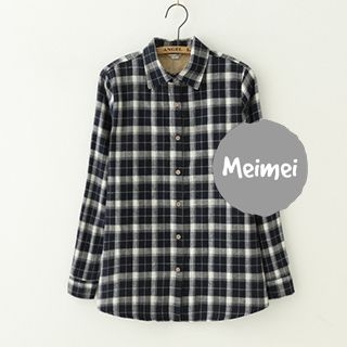 Meimei Fleece Lined Plaid Shirt