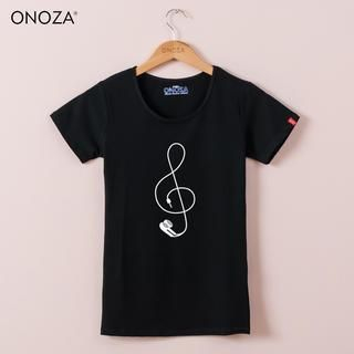 Onoza Short-Sleeve Earphone-Print T-Shirt