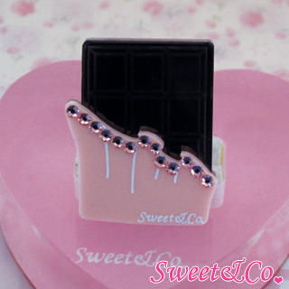 Sweet & Co. Sweet Pink Swarovski Crystal Choco Bar Ring Silver - One Size