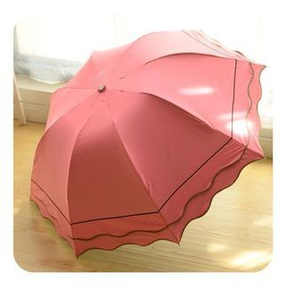 Momoi Scalloped-Trim Compact Umbrella