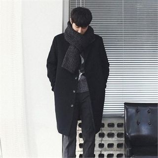 MITOSHOP Single-Breasted Wool Blend Coat