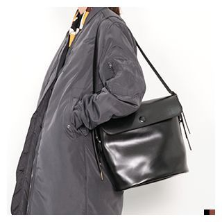 FROMBEGINNING Flap Faux-Leather Shoulder Bag