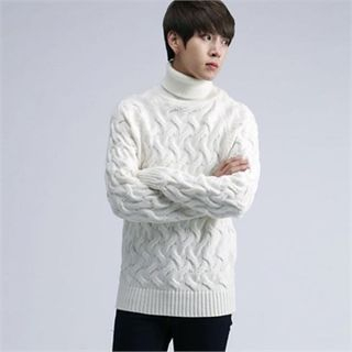 THE COVER Turtle-Neck Cable-Knit Top