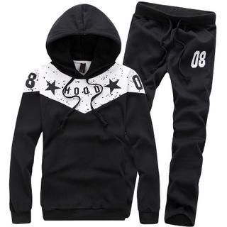 Bay Go Mall Set: Print Hooded Pullover + Sweatpants