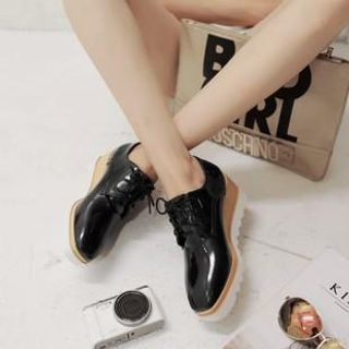 CITTA Patent Wedge Lace-up Shoes