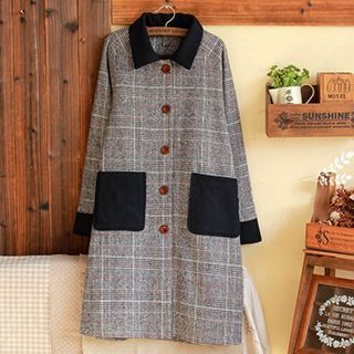 tete Houndstooth Long Buttoned Coat