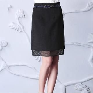 Sentubila Lace Panel Pencil Skirt