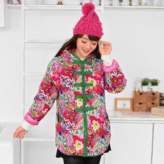 59 Seconds Floral Hooded Padded Jacket