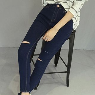 Eva Fashion Distressed Elastic Jeans