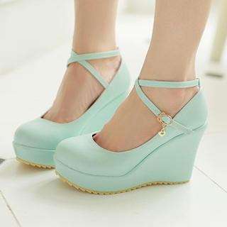 Colorful Shoes Ankle-Strap Wedges