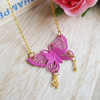 MyLittleThing Pinky Butterfly Short Necklace